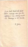 GOREY, EDWARD. Two items: Ink and wash drawing, unsigned * Brief Autograph Note Signed, E. Gorey.